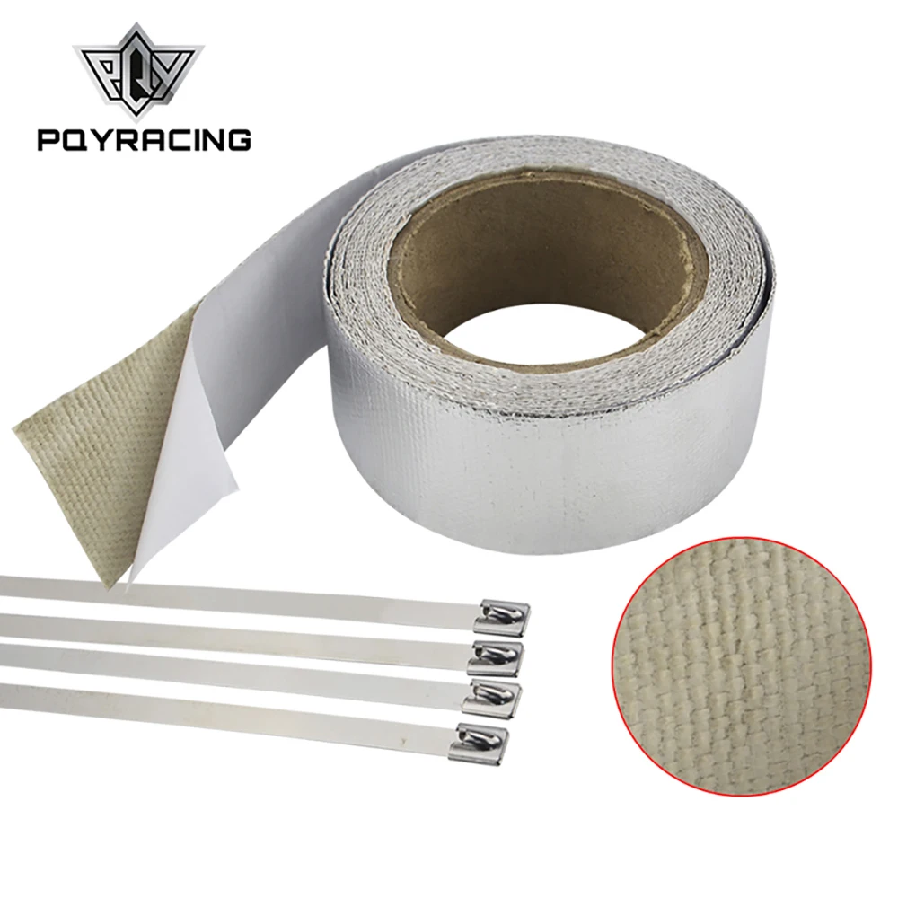 

PQY - Car Aluminum Reinforced Tape Adhesive Backed Heat Shield Resistant Wrap For Intake pipe WITH 4PCS TIES PQY1612