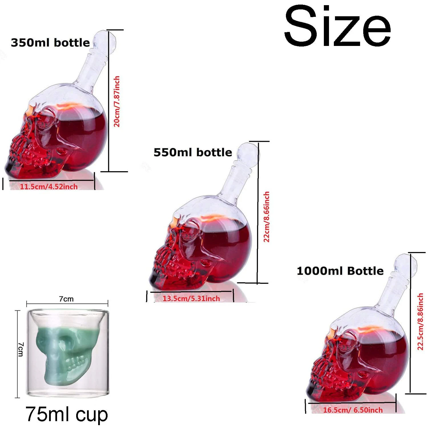 Transparent Skull Glass Wine Decanter Whiskey Skull Shot Glasses Skeleton Wine Glass For Bar Family Halloween Decoration Mug whiskey glass drinking glasses set