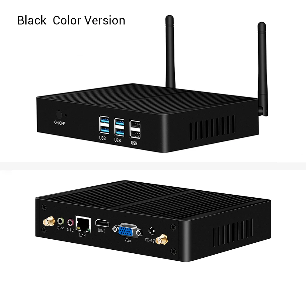 Мини ПК без вентилятора Intel Core i5 7200U i3 4010Y Windows 10 HDMI VGA двойной дисплей 4K HTPC