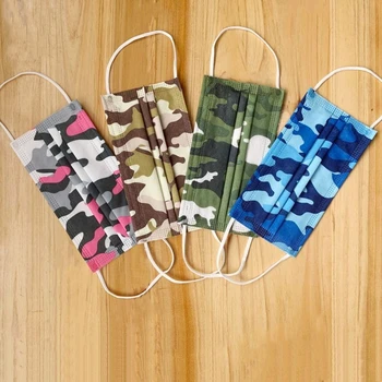 

50 Pcs Camouflage Colorful Disposable Face Masks Neon Rainbow Colors Melt-blown Mouth Cover 3 Layer Multi Colored Face Mask