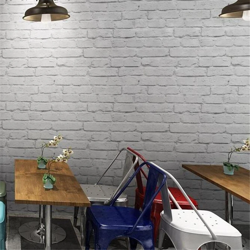 

WELLYU White brick wallpaper culture brick living room clothing store wallpaper Nordic style retro 3D white brick pattern