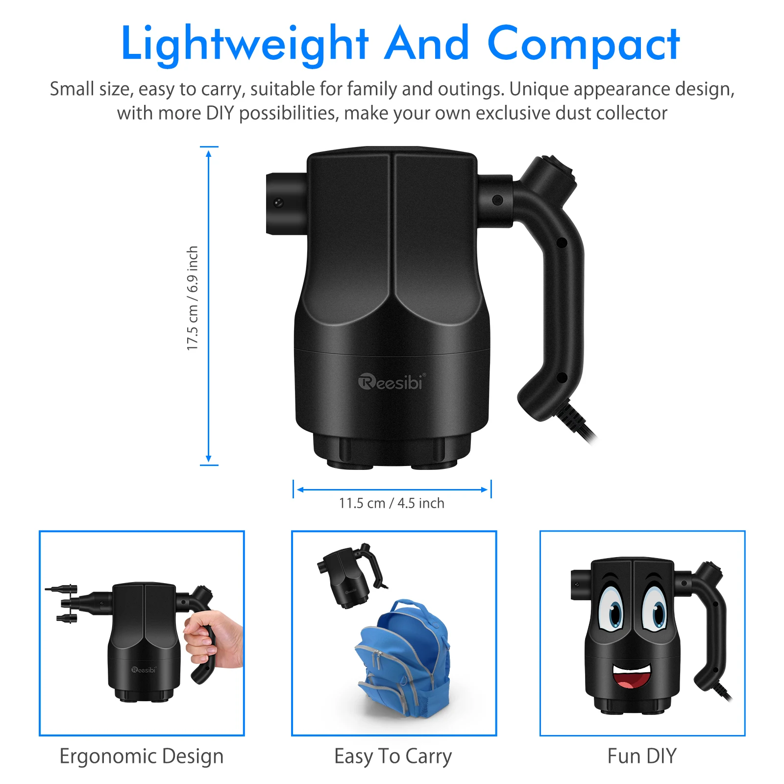 400W 500W Electric Compressed Air Duster Blower Canned Air Spray for Computer Keyboard Cleaning Hair Dryer