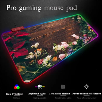 

Yuzuoan XXL Mouse Pad Fresh Flower HD Office Computer Keyboard Pad LED Colorful Large RGB Gaming Mouse Pad Comfortable Control