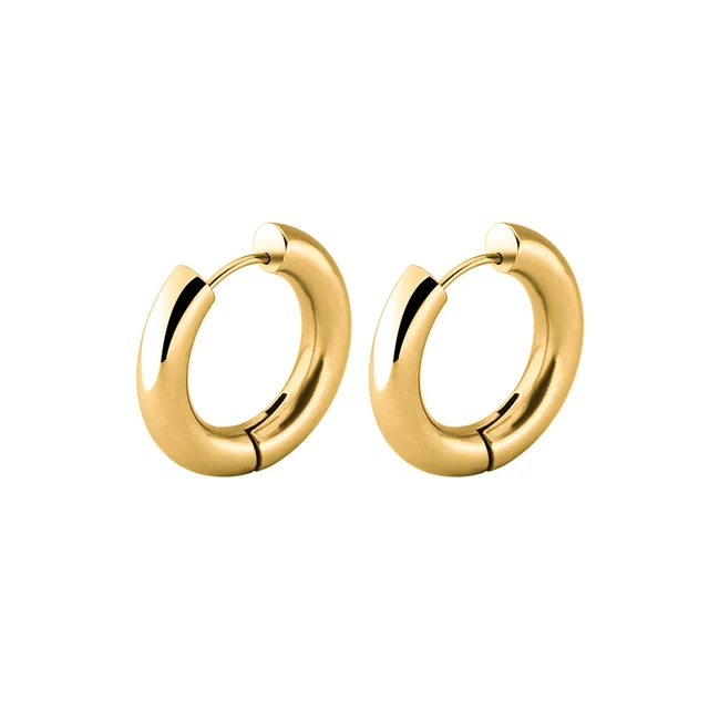 Gold Silver Color Stainless Steel Hoop Earrings for Women Small Simple Round Circle Huggies Ear Rings Steampunk Accessories 209023