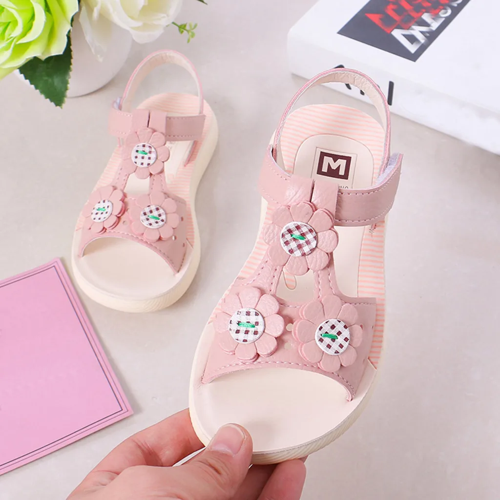 Модные и cuteToddler для Одежда для детей; малышей; девочек цветок крючком Повседневное обувь для принцессы сандалии с очаровательный дизайн Милая обувь