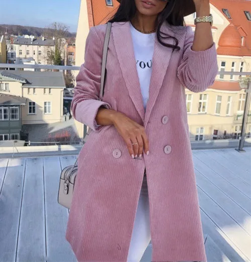pink Новинка, тонкое шерстяное пальто, Женское пальто с отложным воротником, розовая верхняя одежда, куртка, повседневное желтое модное пальто, Осень-зима, элегантное пальто - Цвет: pink