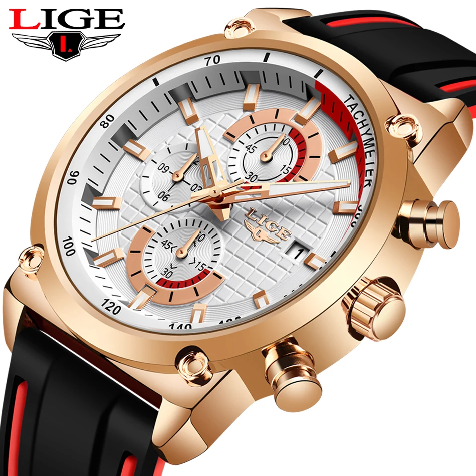 

Reloj Hombre LIGE Mens Watches Top Brand Luxury Military Sport Watch Men Rubber Waterproof Quartz Wristwatch Relogio Masculino