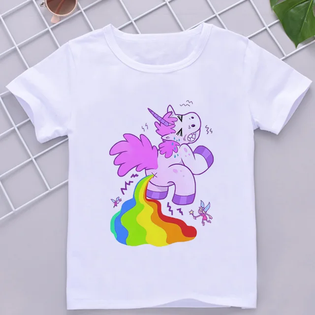 2019 New Summer Kids T Shirt Cartoon Unicorn And Flower Pattern