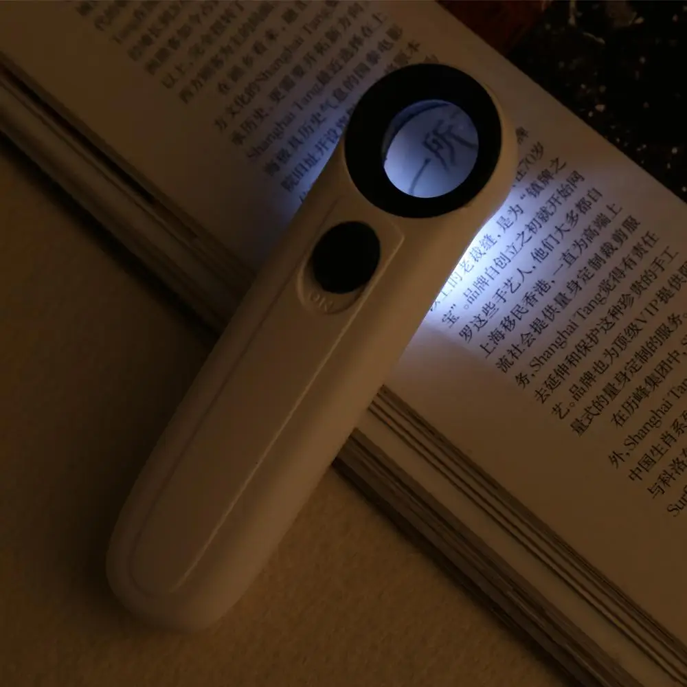 40X ручной 2 светодиодный светильник лупа для чтения увеличительное стекло ювелирные изделия в виде объектива лупа