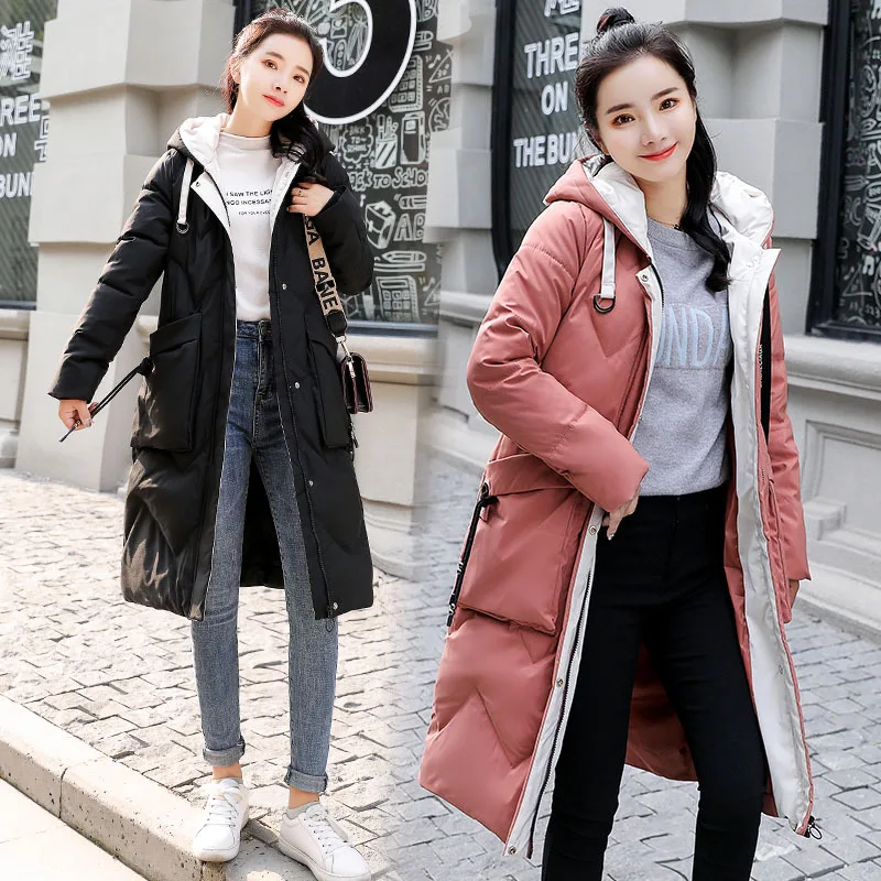 

2018 Winter Women's New Style Cotton-padded Clothes Women's Mid-length Thick down Jacket Cotton-padded Clothes Coat Korean-style