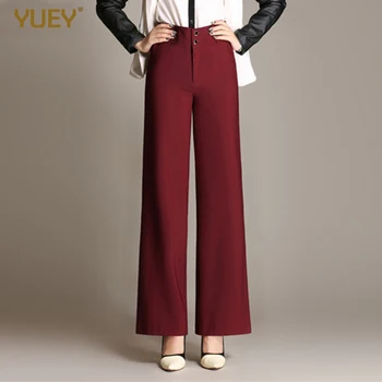 

YUEY 2019 Autumn Women's Trousers High Waist Wide Leg Pants Female Korean Large Size Drapped Straight Pure Color Pants M to 7XL