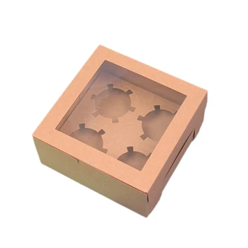 

Open Window Cup Cake Box Kraft Paper Pastry Puffin Box Baking Pastry Box