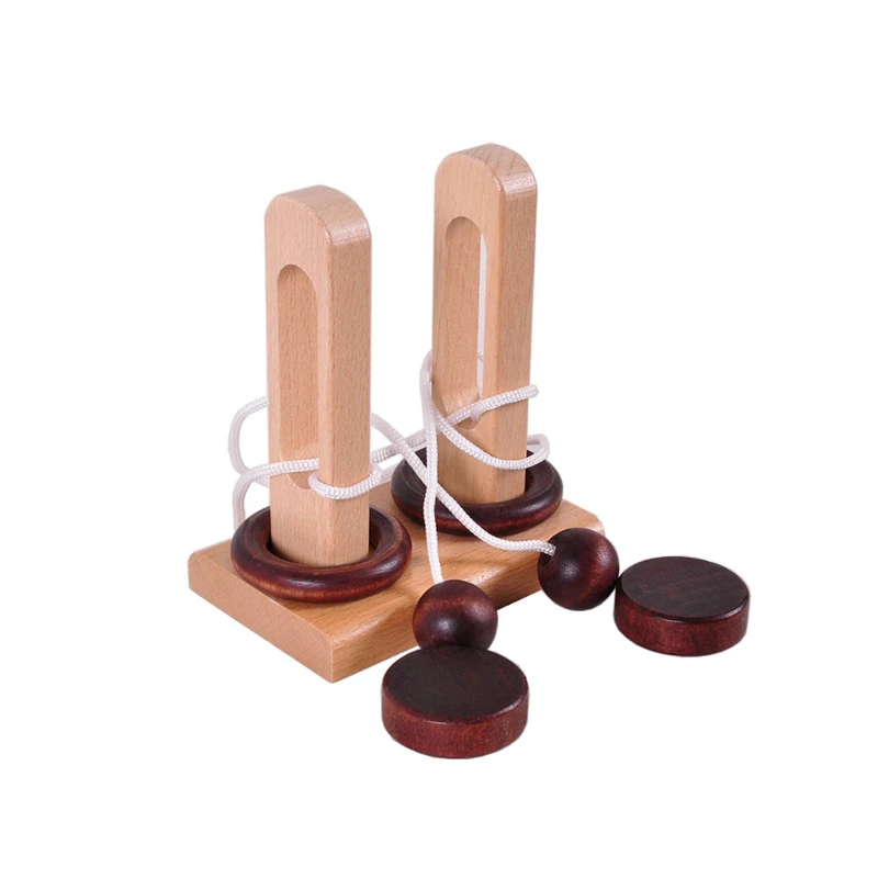 Игрушки для малышей, деревянные 3D головоломки, игрушка для разблокировки веревки, подарки, интеллектуальная петля, головоломка, Kong Ming Lock, развивающая игрушка