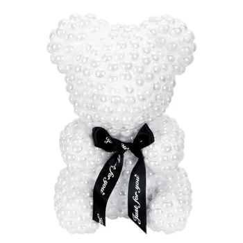 

21cm Foam Bear Modeling Imitation Pearl Handmade Craft Gift Christmas Valentine's Day Wedding Home Decoration