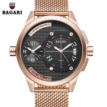 

Fashion Mens Steel Mesh Quartz Watch Strap Man Military Waterproof Wristwatch Male Clock Double Movement