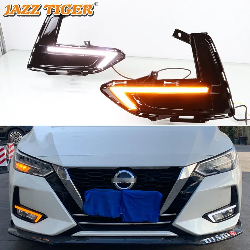 

12V Daytime running lights For Nissan Sentra Sylphy 2019 2020 LED Drl with turn signals for cars fog lights auto headlights