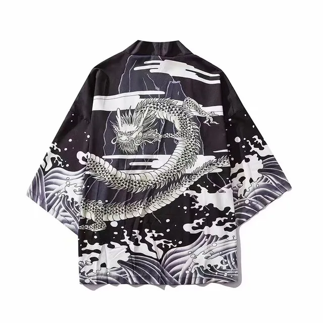 Male Print Kimono Cardigan Cardigan Shirt Blouse Yukata Men Haori Obi Clothes Samurai Clothing Japanese Kimono For Men