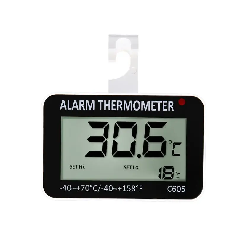 

Hanging Magnetic Digital Alarm Thermometer for Fridge Freezer with High & Low Temperature Alarm Battery Included