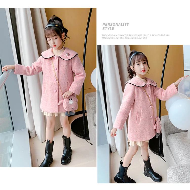 小熊领呢大衣送包包_11