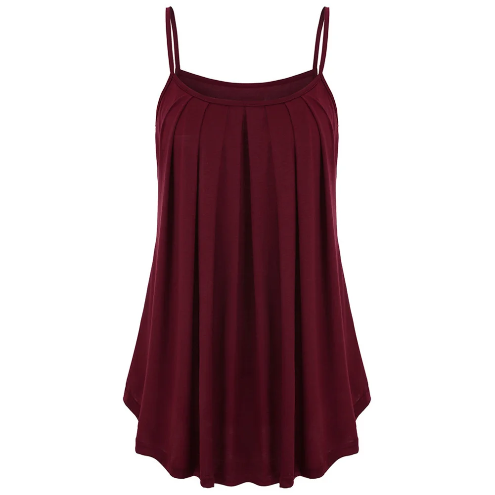 

Pleated Loose Summer Spaghetti Strap Casual Daily Strapless Short Solid Sexy Shopping Women Dress Large Swing All Match