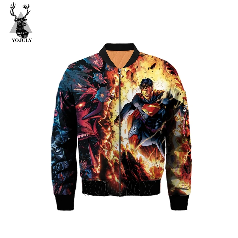 Мужская куртка с 3d принтом Супермена, Marvel off white, модная, утолщенная, Армейская, мужская куртка-бомбер в стиле хип-хоп, уличная одежда, теплое пальто J06