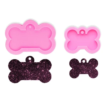 

2 Sizes Silicone Bone Shape Pendant Resin Mold DIY Dog Tag Keychain Resin Molds