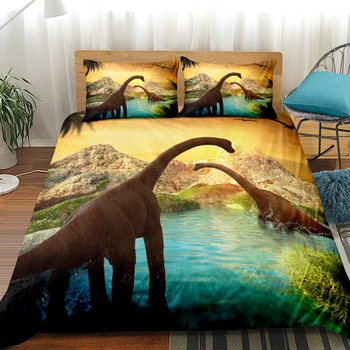 

3D Cartoon Dinosaur Bedding Sets Single Printing Duvet Cover Sets Pillowcase AU/US/EU Single/Double/Queen/King Size Bedding Set