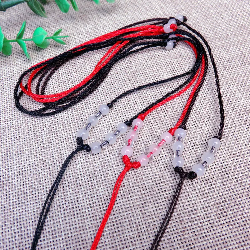 

2 PCs Red 8-Bead Necklace Accessories Hand-Woven Rope Ornament Adjustable Necklace Lanyard Handicraft Production Supplie