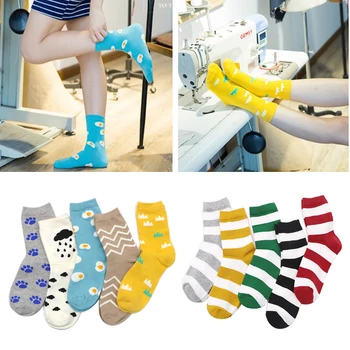 

3Pairs Autumn Winter Women Socks Funny Cartoon Harajuku Socks Unisex Comfortable Casual Colorful Striped Solid Color Men Socks