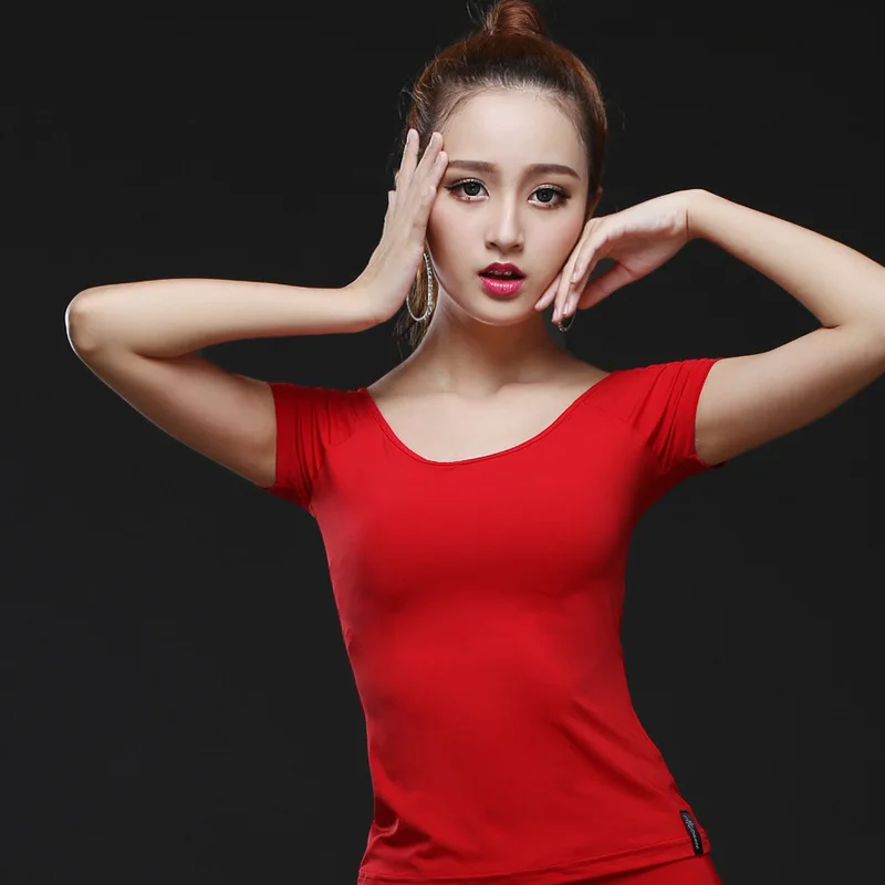 Women Latin Dance Basic Top Latin Top Girl Dancewear Sexy Ballroom Samba Tango Flamengo Dancing Practice T-shirt Costume dance shirts