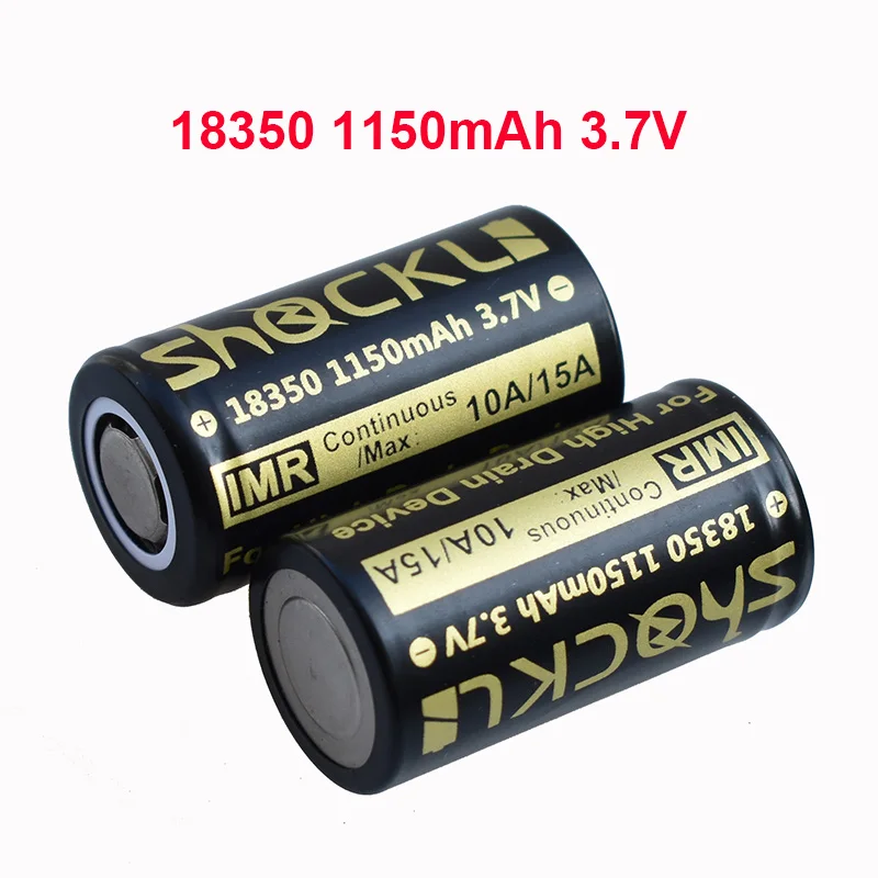 Shockli IMR18350 1150mAh литиевая батарея 3,7 V перезаряжаемая батарея непрерывная 10А электронная сигарета E-CIG батарея 18350