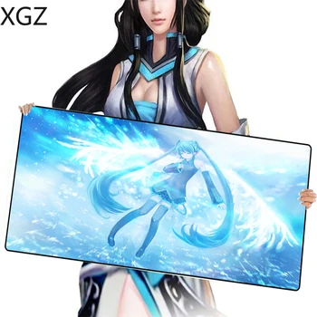 

XGZ Personalized Big Game Mouse Pad Anime Hatsune Future Lock-edge 60x30cm / 90x40cm Mousepad Keyboard Mat CSGO Gamer Laptop