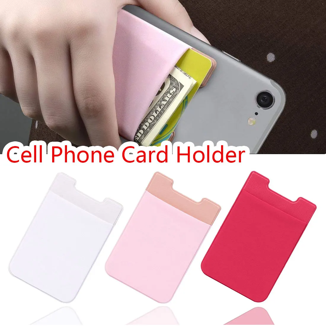 

5 Color Adhesive Sticker Mobile Phone Back Cards Wallet Case Credit ID Card Holder Cell Phone colorful cards holder