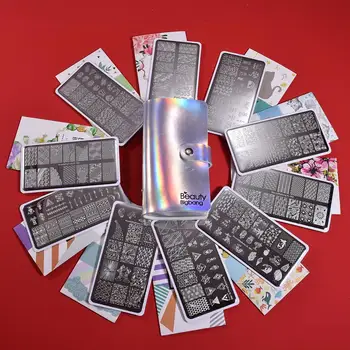 

BeautyBigBang Nail Stamping Plates10 Pcs Set For Nails Art 6*12cm Rectangle Summer Flower Nail Stamping Plate Template With Bag