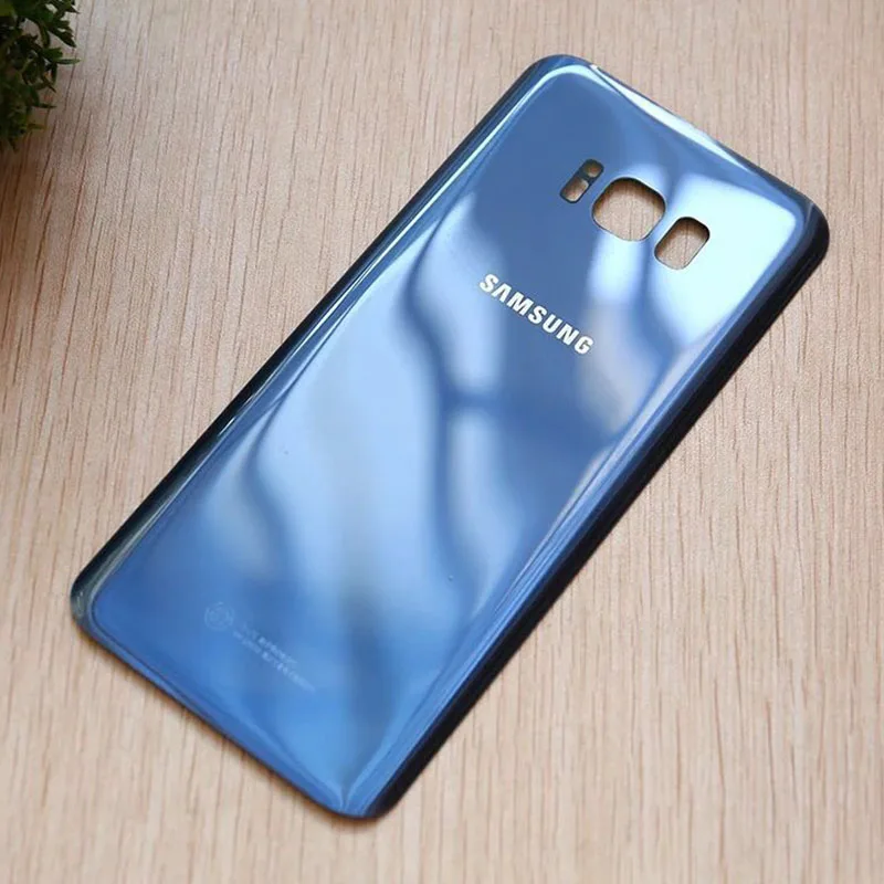 Для samsung Galaxy S8 Plus S8+ задняя крышка, 3D стеклянный чехол для батареи samsung S8plus, запасная крышка корпуса+ клейкая наклейка - Цвет: Blue