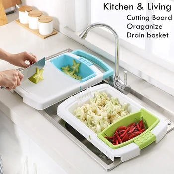 

3-in-1 Kitchen Drain Cutting Board Storage basket Drain Food Supplement Board Home & Living