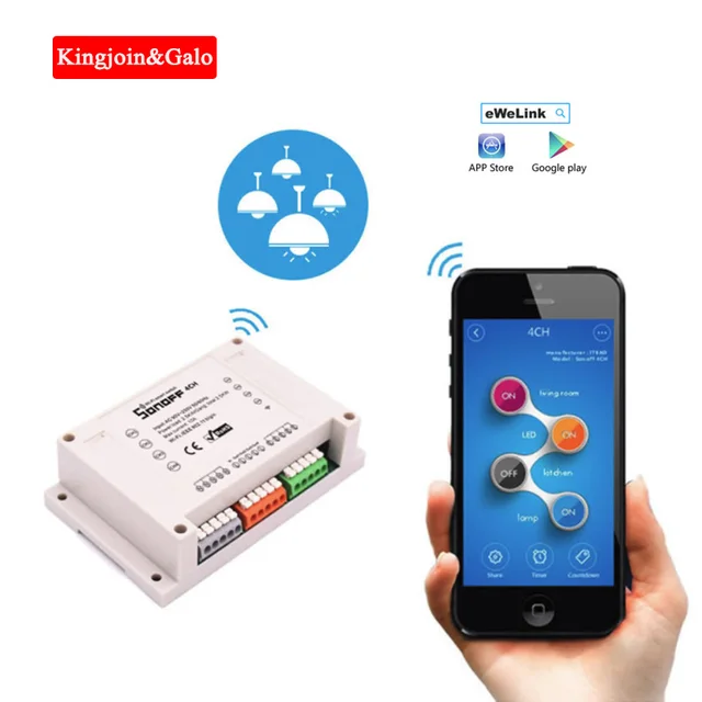 $18.38 For 4 light z-wave sonoff wifi relay module Chip Wifi Remote Control Wireless Home smart Timer Switch Control by ios Android