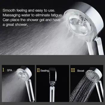 

Double-sided 3 Modes Water Saving Bath Shower Head Round Booster Adjustable High Pressure Handheld SPA Nozzle Spray Spout