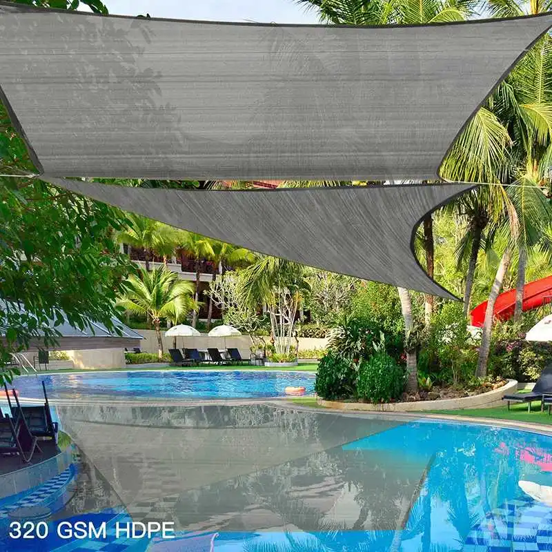 

Extra Heavy Duty Sun Shade Sail Waterproof Sun Shelter Square Rectangle Triangle Grey Outdoor Canopy Garden Patio Pool Shade