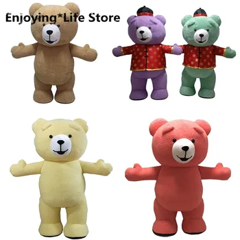

1.95m Fur Teddy Bear Mask Mascot Inflatable Costume Suit Cosplay Party Game Dress Outfits Advertising Carnival Halloween Adult
