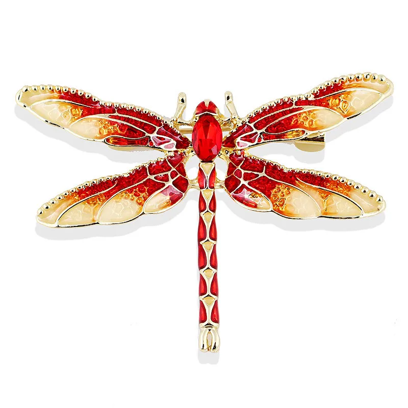 Винтажные животные Стрекоза блестящие броши с кристаллами и стразами броши для женщин платье Шарф Брошь булавка ювелирные изделия подарок милые ювелирные изделия - Окраска металла: Red dragonfly