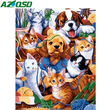 

AZQSD DIY Drawing By Numbers Animal Unframe Acrylic Paint Unique Gift Oil Painting By Numbers On Canvas Dog Home Decoration