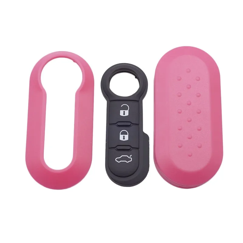 Remote Flip Key Shell Case Car Key Pad Fiat 500 Panda Punto Bravo Replacement Case 3 Button Rubber Button Pad key case,key case cover,car key shell,remote control case cover,flip key fob shell,car key pad