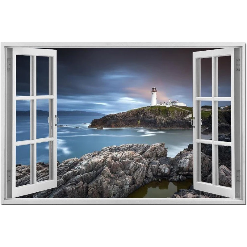 Outside the window Seascape Lighthouse 5d Diy Diamond Painting Full Square Round Embroidery Mosaic Cross Stitch Decor | Дом и сад