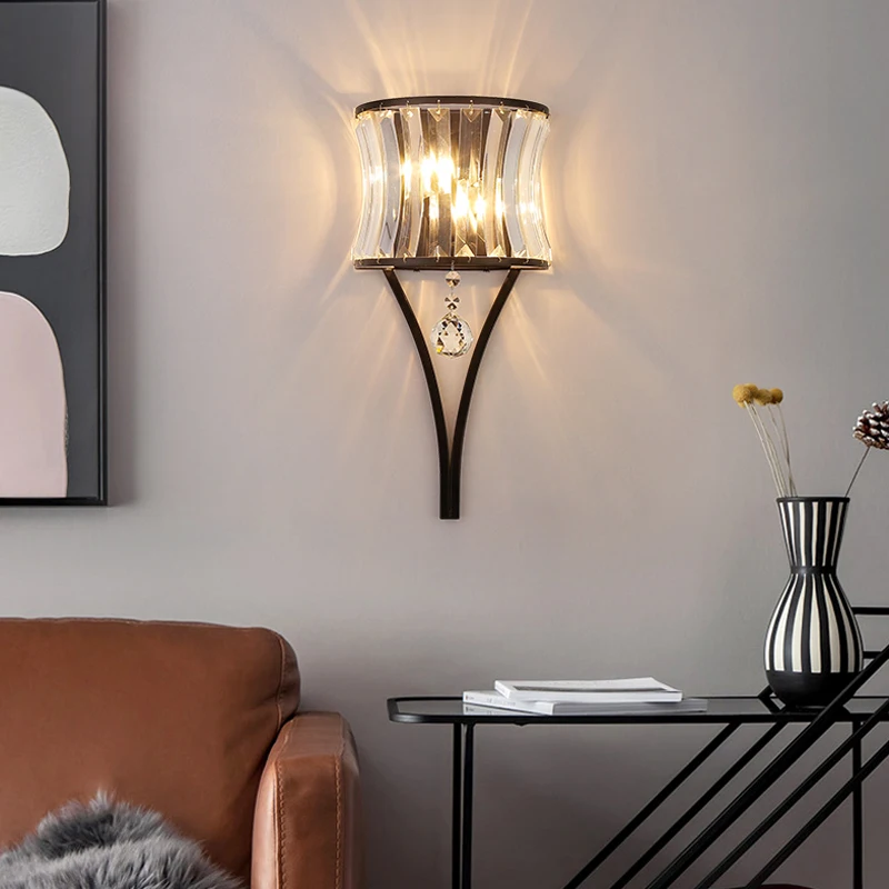 

FKL Modern Crystal Gold Wall Light Nordic Wall Lamp Bedroom Crystal Bedside Lamp Study Living room Balcony Aislel Wall Lamp