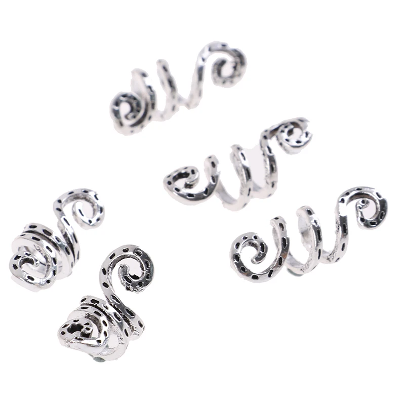 5 шт. металлические серебряные кольца, зажимы-трубки, спиральная оплетка для волос, боязнь, борода, дреды, бусины для волос, аксессуары, амулеты