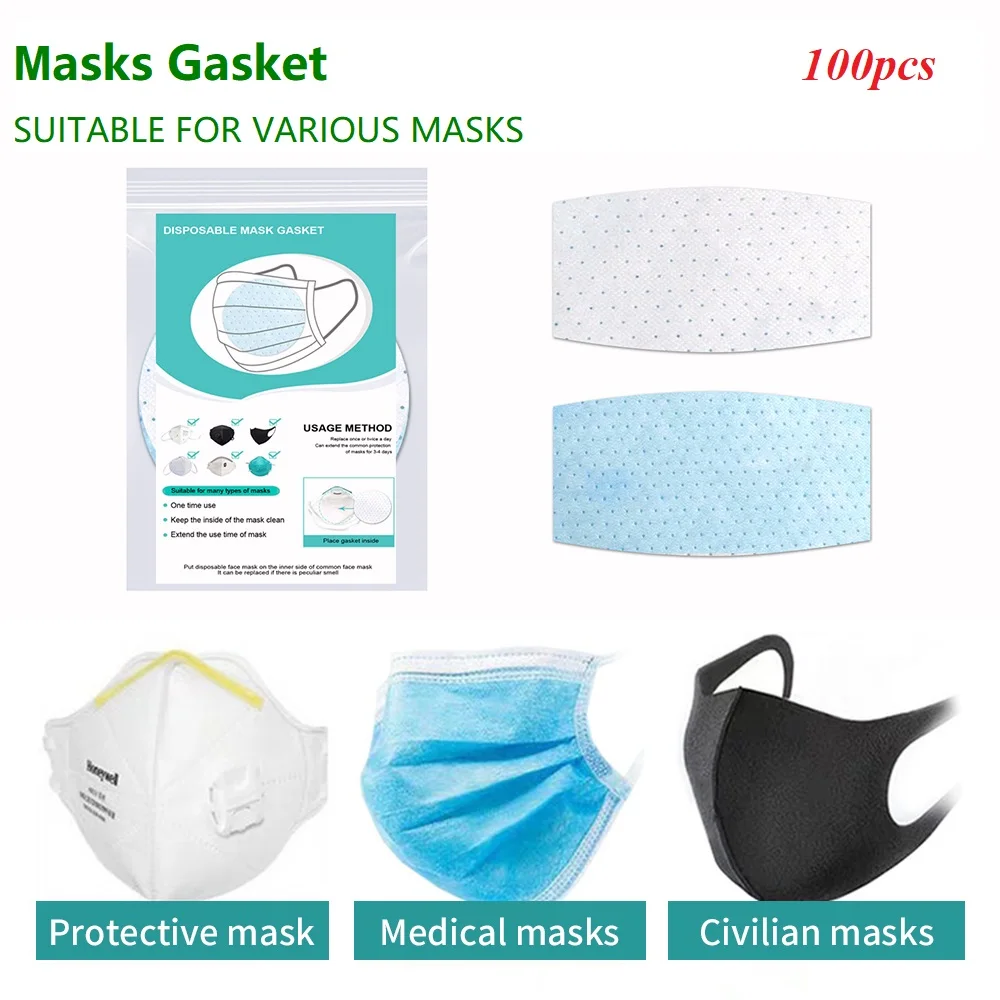 

100pc 3Layer Disposable Masks Gasket Safe Anti Dust Breathable Mouth Face Mask Replacement Pad Comfortable Filter Protection Pad