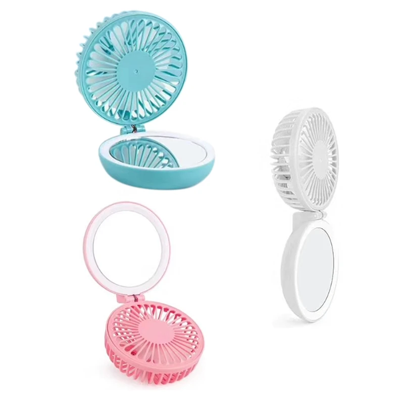 

-Summer Creative with Mirror USB Charging Mini Handheld Folding Small Fan Portable Convenient