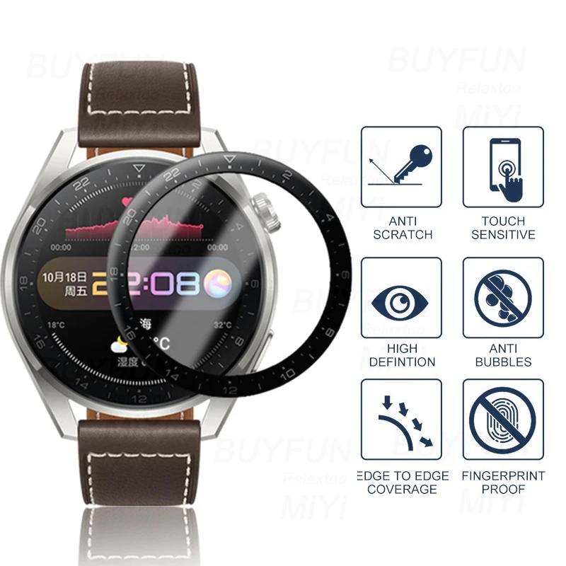 1-3PCS 9D Curved Soft Fiber Protective Glass For Huawei Hauwei Watch GT3 GT 3 42MM 46MM Smart Watch Screen Protectors Film Cover