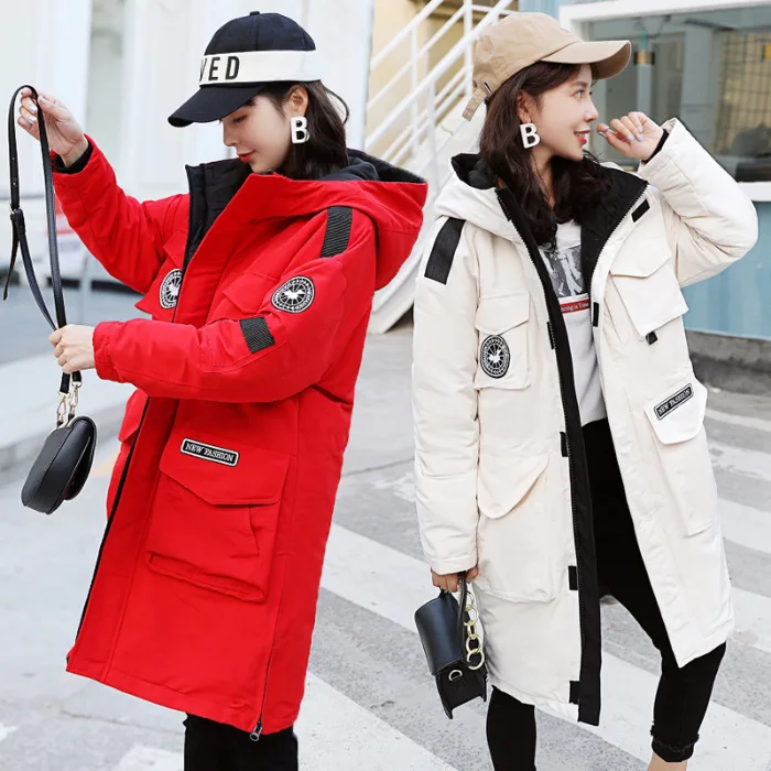 

Photo Shoot Down Jacket Women's 2019 Winter New Style Mid-length Cotton Coat Hong Kong Style Loose-Fit College Style Oversize Co